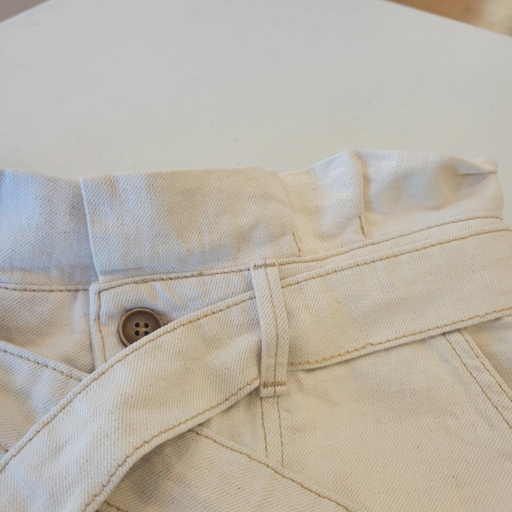 Free People Skirt Womens 2 Beige Cream Paperbag Waist Pockets Boho Belted Mini - Picture 10 of 16